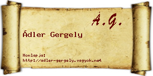 Ádler Gergely névjegykártya